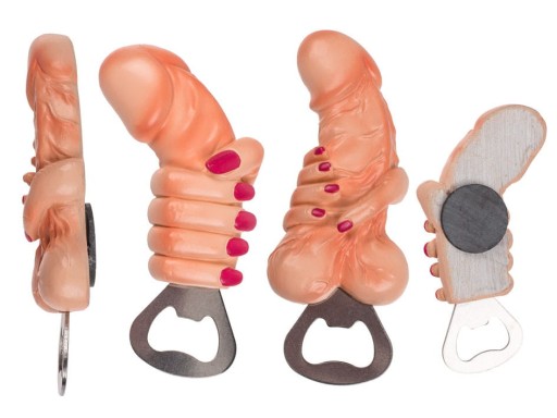 Kovový otvárač na fľaše na penis