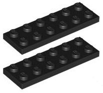 LEGO tanier 2x6 čierny (3795/379526) x2