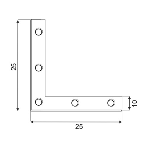 TYČ ROHOVÁ PLOCHÁ NA25 25X25X10 MM 4KS. DOMAX