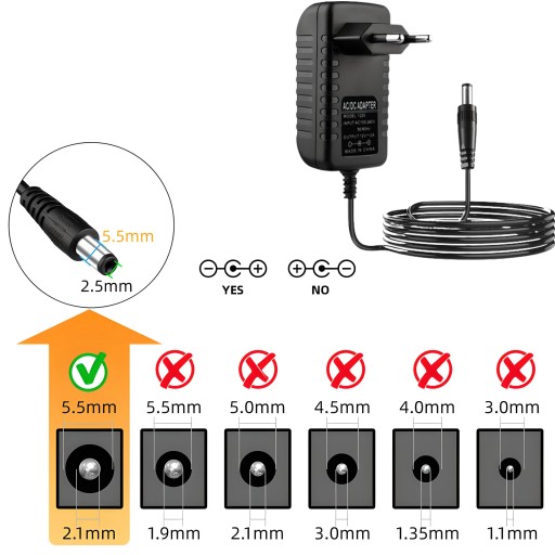 NAPÁJANIE 12V 2A DC ZÁSTRČKA 5,5 x 2,1MM ZÁSTRČKA