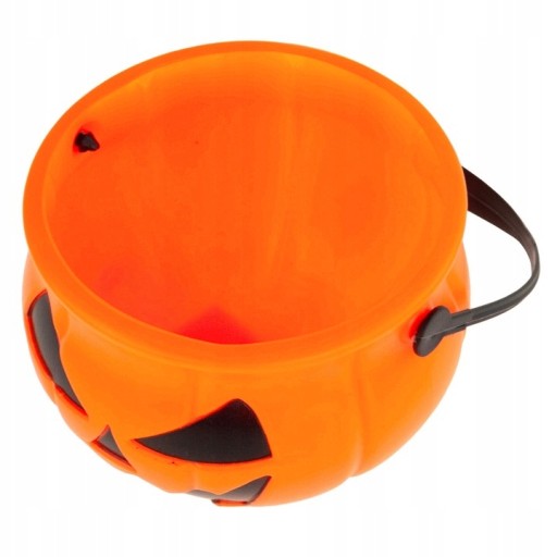Halloweenska dekorácia s príveskom vo vedierku na cukrovinky z tekvice