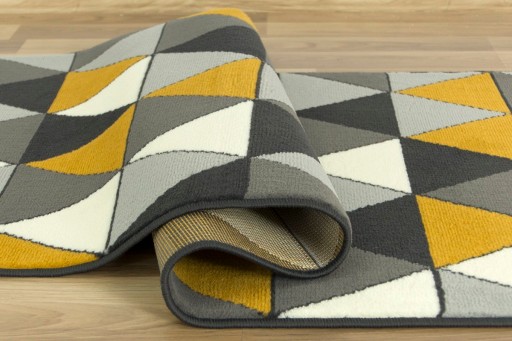 šírka 60 cm GEOMETRICKÝ KOBEREC LUNA HORČICOVÁ SIVÁ TROJUHOLNÍKY