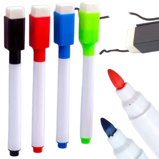 Tabuľové fixky stierateľné za sucha s magnetom DRY-ERASE MARKERS 4 ks
