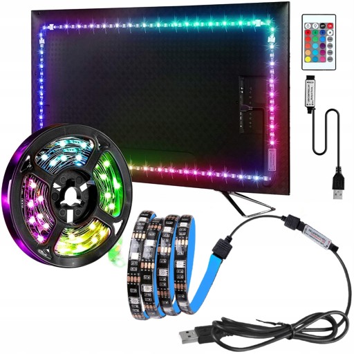 FAREBNÝ LED TV PÚH USB RGB LED PODSVIETENIE 3M 5V + LED DIAĽKOVÉ OVLÁDANIE