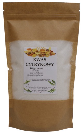 POTRAVINÁRSKA KYSELINA CITRÓNOVÁ E330 ČISTÁ KYSELINA 0,1kg VYSOKÁ KVALITA 100G