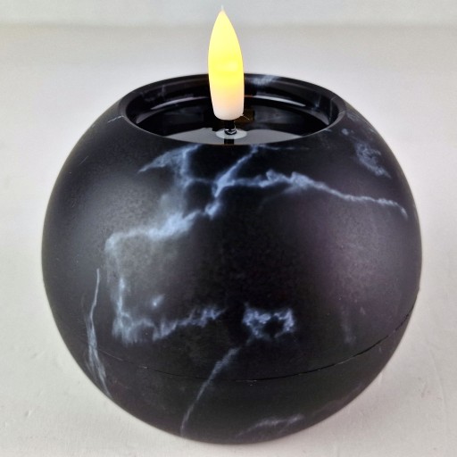 Dekoratívna sviečka na batérie KULA Black Marble LED s výdržou až 30 dní