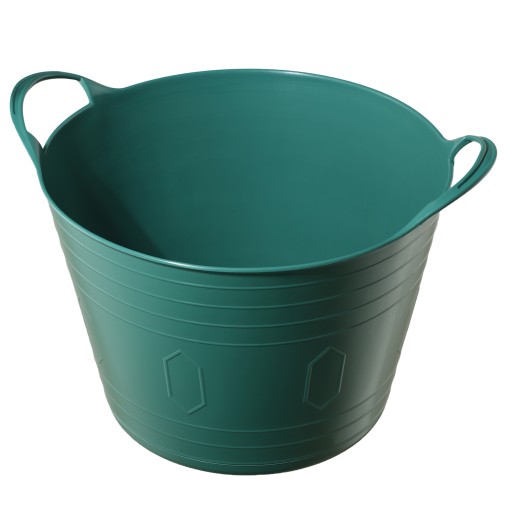 FLEXIBILNÝ PLASTOVÝ KOŠÍK NA PRÁDLO, UNIVERZÁLNY, 15L, ZELENÉ RÚČKY