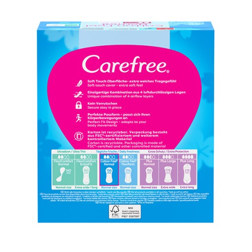 CAREFREE Cotton Feel slipové vložky neparfumované Normal 56 ks