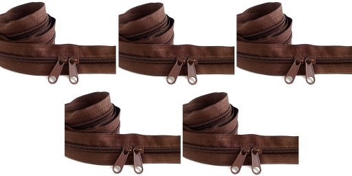 Špirálový zips 5 mm zips TMAVOHNEDÝ 5 metrov + 10 zipsov