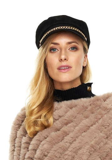 ČIAPKA BLACK BERET CAP, zlatá semišová retiazka