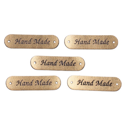 Etiketa z ekokože HANDMADE, zlato 2657