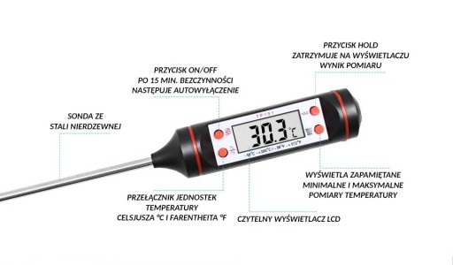 KUCHYŇSKÝ TEPLOMER ŠPÍĽ NA MÄSO VÍNO LCD DIGITÁLNE CUKRÁRNY