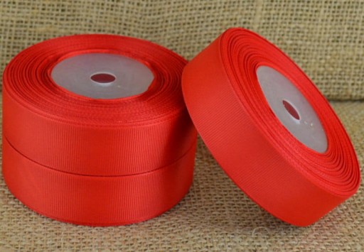 Grogrénová stuha na ozdobu, ozdobná vianočná, 25mm 22mb, červená