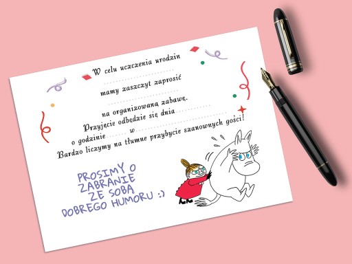 MOOMIN POZVÁNKA NA NARODENINY DIEŤAŤA + OBÁLKA ZDARMA