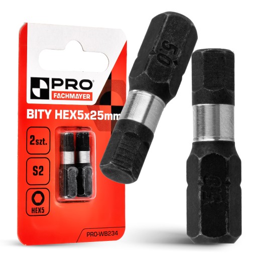 Nárazový bit HEX5 Nárazové bity 25mm | Nárazový bit pre skrutkovač 2 ks.