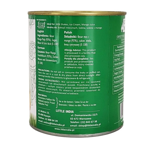 Kesar Little India mangová dužina 850g