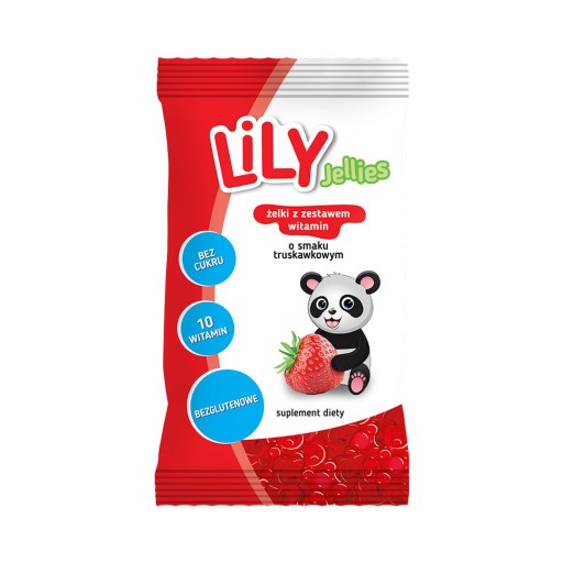 LILY jahodové želé so sadou vitamínov BEZ CUKRU, BEZ LEPKU 30g