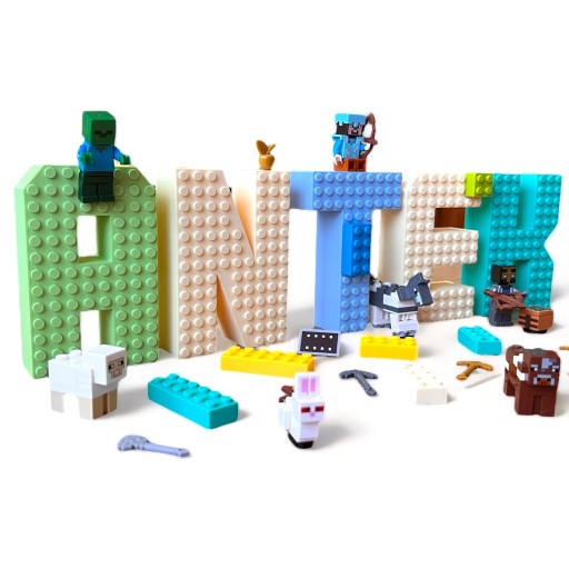 Nálepky na stenu KAJAWIS LETTERS 3D Letters XL v štýle detského mena LEGO
