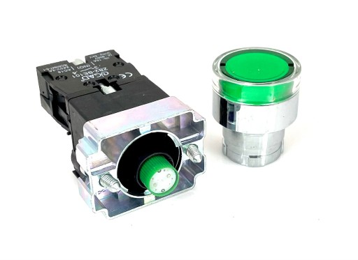 Zelená LED svieti tlačidlo 230V štart 1xNO