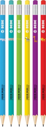 Ceruzka s gumou HB okrúhla Animals B&B mix