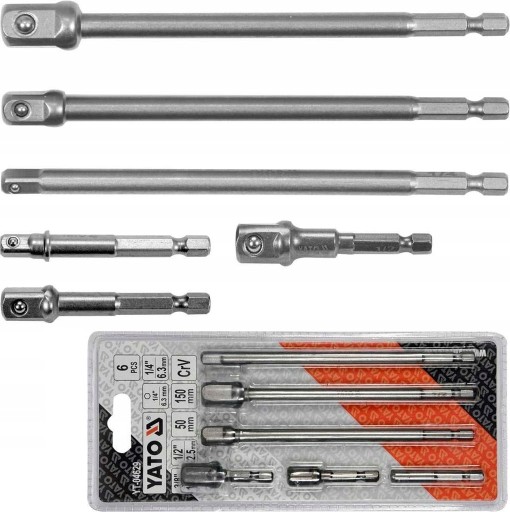 YATO ADAPTÉRY HEX REDUKCIE PRE ZÁSUVKY 1/4 3/8 1/2 5cm, 15cm