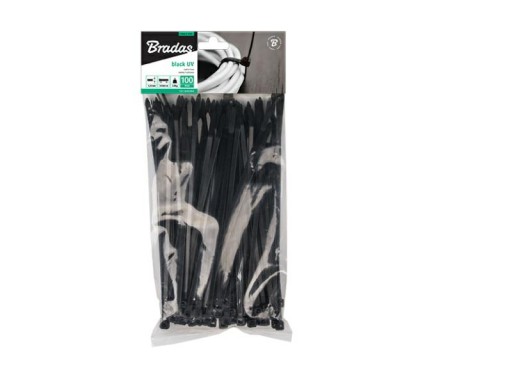 BRADAS PLASTIC BAND BLACK 3,6x370 100ks TS1136370B