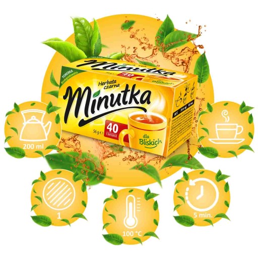 Čierny čaj Express 40T Biologicky odbúrateľný poľský čaj Minutka