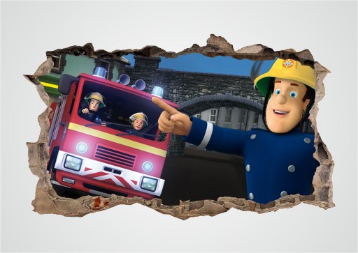 Nálepka na stenu FIREMAN SAM! 3D efekt! Veľký výber z