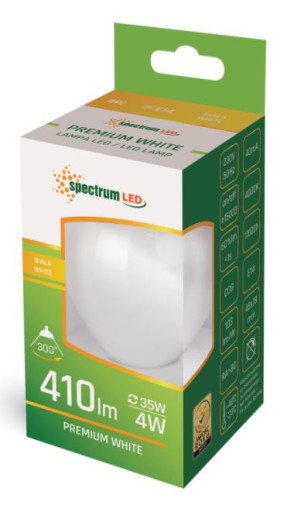 LED guľová žiarovka E-14 4W 4000K neutrálna biela