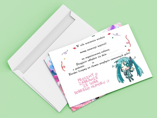 POZVÁNKA NA NARODENINY DIEŤAŤA HATSUNE MIKU + OBÁLKA ZDARMA