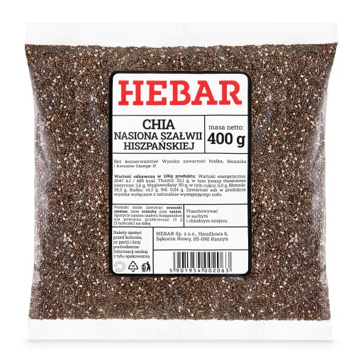 CHIA SEMIENKA 400 G ŠALVÍ ŠPANIELSKÁ HEBAR