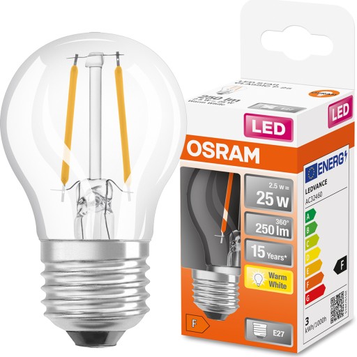 LED žiarovka SMALL BALL E27 2,5W = 25W 2700K OSRAM