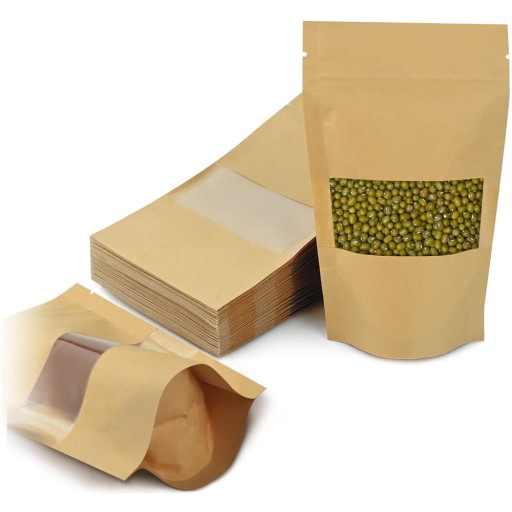 KRAFT PAPIER DOYPACK TAŠKA S PRÍSTROJOVÝM MALÝM OKIENKOM 100 ml 25