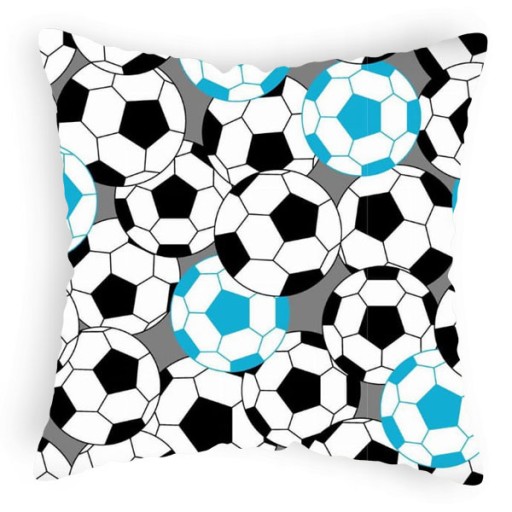 Obliečka na futbalový vankúš s modrými loptičkami 40x40 cm