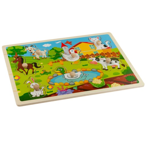 INTERAKTÍVNA HRAČKA VZDELÁVACIE DREVENÉ BLOKY PRE DETI FARM PUZZZZ