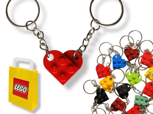 KĽÚČENKA z LEGO kociek Srdce Keychain Darček 2 ks ku Dňu žien