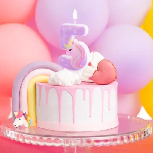 Sviečka 5 na torte s číslom Birthday Unicorn