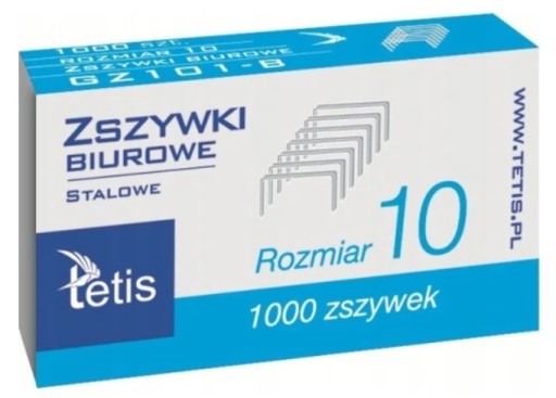 Oceľové kancelárske sponky 10 Tetis 1000 kusov