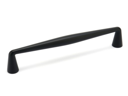 MATNÁ ČIERNA KOVOVÁ NÁBYTKOVÁ RÚČKA, ZAOBLÁ LINEA 128 MM / 140 MM