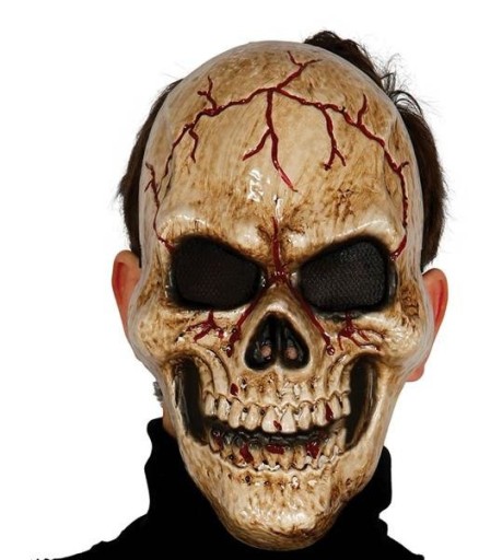 SKELETOROVÁ MASKA HALLOWEEN HNEDÁ LEBKA