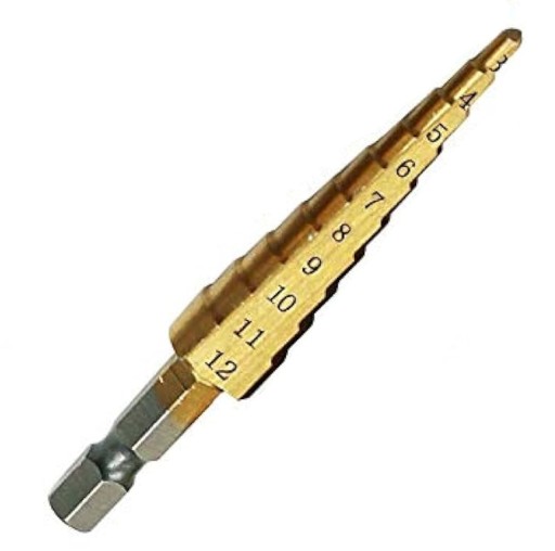 VRTÁK DO KOVU 3 - 12 mm 1/4 ŠESTIHRANNÝ PLECH UNIVERZÁLNY KUŽELOVÝ STUPEŇ
