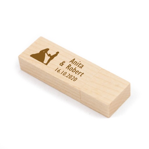 Drevený prívesok Svetlé drevo - javor 4 GB USB 2.0 + SVADOBNÉ GRAVÍROVANIE