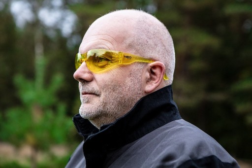 Ochranné okuliare, žlté sklá, trieda odolnosti F NEO