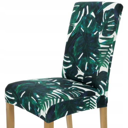 POTAH NA STOLIČKU MONSTERA, ZELENÉ PALMOVÉ LISTY, PRUŽNÉ VZORY