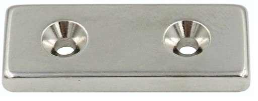 SILNÝ NEODYMOVÝ MAGNET 40x15x5 mm S OTVOROM 7/3,5 mm NA SKRUTKU