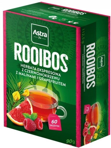 ASTRA ROOIBOS čaj červený ker čaj RASPBERRY GRAPEFRUIT 60 VRECK