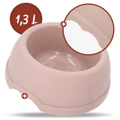 Plastová miska pre psov L, 1,3L, béžová, priem 24,5 cm,