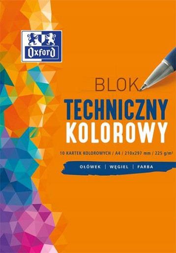 Technický blok A4 10k 225g farebný Oxford
