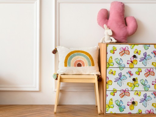 Ozdobná dyha samolepiaca fóliový vzor motýľa pre deti, šírka 45 cm