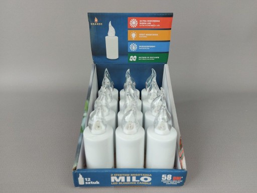 LED vložka na sviečky, lampa na sviečku Milo biela